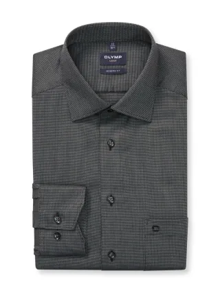 OLYMP - Modern Fit: Businesshemd grau/schwarz - Gr. - 39