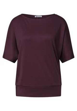 Street One - Basic Shirt mit U-Boot-Neck rot - Gr. - 40