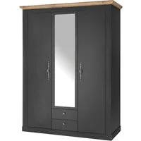 OTTO home Kleiderschrank WESTMINSTER Wäscheschrank in 2 Farben, Landhausschrank Metallgriffe Drehtürenschrank mit Spiegel, Schlafzimmerschrank, 149 cm breit