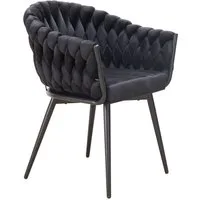 LC Home Esszimmerstuhl »Remy« Flechtoptik Samt schwarz Armlehnstuhl Designerstuhl (Einzelstuhlset, 1 St), Gestell aus Metall