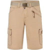 TIMEZONE Cargoshorts Inklusive Gürtel Cargotaschen Reißverschluss Bundkomfort für Herren (1-tlg) Baumwolle Normal Fit Einfarbig atmungsaktiv Reißverschluss