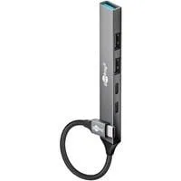 Slim 5-Port USB-Hub USB-C auf USB-C/USB-A USB 3.2 Gen1 grau