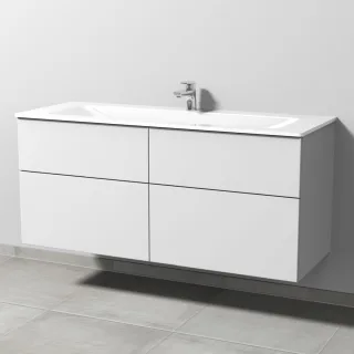 Sanipa 3way Glas-Set Glas-Waschtisch und Unterbau mit 4 Auszügen, Weiß-Soft SM20743