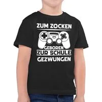 Shirtracer T-Shirt Zum zocken geboren Schule gezwungen (1-tlg) Kinderkleidung und Co