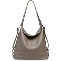 Caspar Schultertasche 2 in 1 Rucksack Damen Leder Tasche - PREMIUM LINE - Modell No.796, Casual, robust & unempfindlich - 100% Echtleder - Handmade in Italy