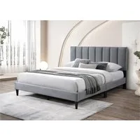 Home Collective Polsterbett 140x200 160x200 & 180x200 cm mit Lattenrost und weichem Bezug (Bettgestell Doppelbett mit gepolstertem Kopfteil, robustes Gestell, hoher Liegekomfort), vertikaler Steppung, 160x200 cm, Grau