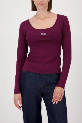 monari - Langarmshirt mit Strass bordeaux - Gr. - 40