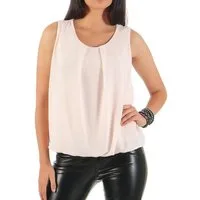malito more than fashion Chiffonbluse malito Damen Bluse ärmellos 6879 Blusentop mit Rundhals-Ausschnitt