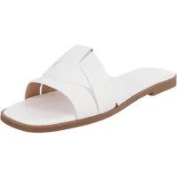 Ital-Design Stylische Slide-Sandalen mit Kreuzband für Damen Pantolette (91117212) Blockabsatz Pantoletten in Weiß