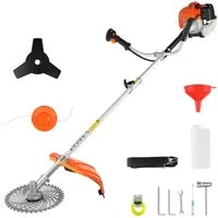 CONENTOOL Benzin-Motorsense 3-in-1 Rasentrimmer Freischneider, 25.5 cm Arbeitsbreite Messer, 35 cm Arbeitsbreite Faden, Multifunktions-Rasentrimmer mit 3 Wechselmessern