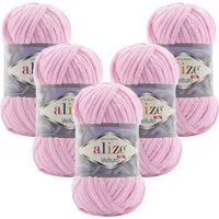 Alize 5 x ALIZE Velluto Häkelwolle, 68 m, Chenillegarn,Kuschelweich für Babydecken, Amigurumi,Samtwolle
