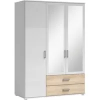 Schlafkontor Drehtürenschrank Ivar Kleiderschrank mit Spiegel inklusive 2 Spiegeltüren und 2 farblich abgesetzten Schubkästen