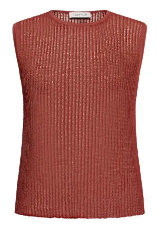 CARTOON - Ärmelloses Stricktop braun - Gr. - 36