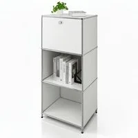 Floordirekt Standregal Concept Epure Metallregal MK-107 – mit Ablagen & verschließbarem Fach, 50x40x121 cm, modernes Aufbewahrungsregal für Bad, Küche & Büro