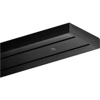 Bestlivings Gardinenschiene schwarz, 90-480 cm, Komplettset inkl. Montagezubehör, 2-läufig, mit Bohren, verschraubt, Kunststoff, flach, pflegeleicht, formstabil, optisch dezent
