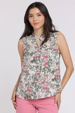 Ärmellose Bluse mit Rüschenausschnitt