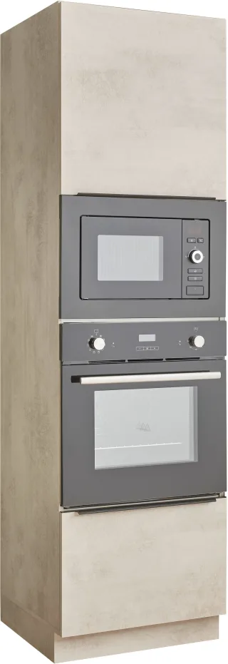 BASIC by Balculina Backofenumbauschrank "Sanibel Küchenschrank, Küchenhochschrank BxHxT 60 x 210 x 58" 1 Stk. tlg. Mit 1 Tür und 1 Auszug, 2 offene Fächer für Backofen und Mikrowelle