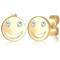 Elli Paar Ohrstecker mit Smiling Face 925 Silber, mit Kristallen von Swarovski®, Smiling Face