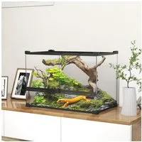 PawHut Terrarium mit Frontbelüftung, ausbruchsicherer Drehverschluss, 360°-Rundumsicht