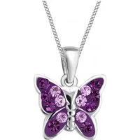 Goldene Hufeisen Kette mit Anhänger Mädchen Kinder mini klein Schmetterling Anhänger mit Kette 925 Silber (2-tlg, inkl. Etui), Kinderkette