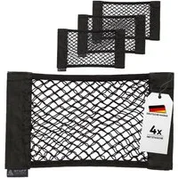 stuff from above Auto-Rückenlehnentasche als Kofferraumnetz mit extra starkem Klett - Autonetz 38x25 cm (4-tlg., Aufbewahrungsnetz im 2er oder 4er Set), Kofferraum Organizer Kleinteil-Aufbewahrung - Perfekter Halt auf Filz