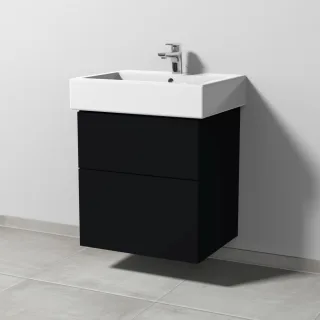Sanipa 3way Waschtischunterbau zu Duravit Vero Waschtisch mit 2 Auszügen, Schwarz-Matt SF71608