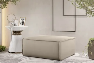 Polsterhocker Designerhocker CELES PREMIUM 85x85 cm Stoff Opera Velvet Beige