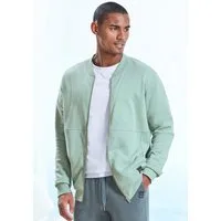 John Devin Sweatjacke mit modischer Teilungsnaht Langarm, Sweatjacke mit Reißverschluss und Rundhals, Baumwollmischung
