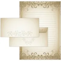 LIMONIA Briefpapier Set Briefblock A4 (Umschläge) Notizblock Papier Vintage Motivpapier, A4 Schreibblock mit 25 Blättern und Umschlägen, Made in Germany