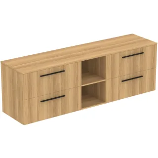 Ideal Standard Möbel-Set 200cm i.life B 4 Auszüge 2 mi.off.Fächer Gr.Schwarz Eiche Natur, T5847NX T5847NX