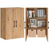 Bellamio Mehrzweckschrank Apol 88 cm hoch (3 Fächer, Eichenoptik) Büroschrank verfügbar mit & ohne Schublade