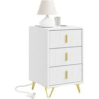 SoBuy Nachttisch FBT115, Sofatisch Couchtisch Wohnzimmertisch, (1-St), Nachtschrank mit 2 Schubladen, Beistelltisch, Nachtkommode