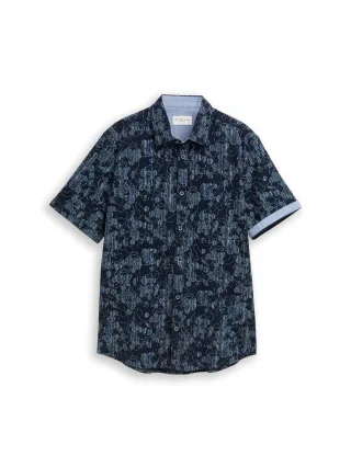 Tom Tailor - Regular Fit Kurzarmhemd mit Muster navy irregular design - Gr. - L