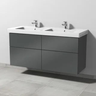 Sanipa 3way Waschtischunterbau zu Villeroy & Boch Subway 2.0 Waschtisch mit 4 Auszügen, Anthrazit-Gl SF61779