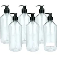 mikken Seifenspender 1000 ml PET Plastikflasche leere Flasche mit Pumpkopf, Dosierflasche, (6-tlg., 2er, 4er, 6er, 10er), 1 Liter, lebensmittelecht