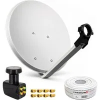PremiumX SAT Anlage 80cm Antenne Quad LNB 10m Kabel 8x F-Stecker SAT-Antenne