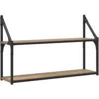 vidaXL Regal Wandregal Wandhalterung Artisan-Eiche 80 x 21 x 51 cm Metall PB, 1-tlg.
