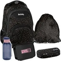 PASO Schulrucksack (Schulset, 5-tlg), Punkte Mega Set 5-teilig – Schwarz