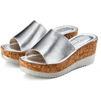 LASCANA Sommerschuh, offener Schuh, Mule, Sandalette, Pantolette aus Leder mit Keilabsatz