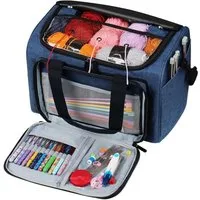 LuxusKollektion Nähkorb Garntasche Oxford-Tuch für Stricknadeln & Häkelset, 38,1 x 27,9 x 25,4
