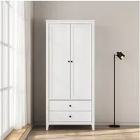 OTTO home Kleiderschrank Borkum Sideboard Anrichte mit 6 Schubladen Landhaus weiß (hochwertige schwarze Griffe aus Metall) Schlafzimmerschrank mit 2 Türen und 2 Schubladen