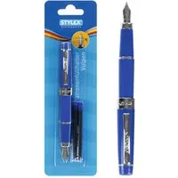 Stylex Schreibwaren Füllhalter Patronenfüllhalter / Füller + 3 Maxi Tintenpatronen / Farbe: blau