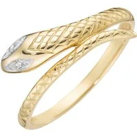 Firetti Fingerring Schmuck Geschenk Gold 375 Damenring Goldring Schlange bicolor, mit Diamanten