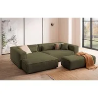 LeGer Home by Lena Gercke Ecksofa PIARA XXL Cord, L-Form, Schlaffunktion, Hocker stellbar zum Schlafsofa (Krokodilverbinder), tiefe Sitzfläche