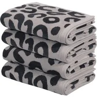 OTTO home Handtuch Set Anna Leopardenmuster, 4-tlg Handtuch-Set, 50x100cm, 100% Baumwolle, Frottiervelours (Set, 4-St), Handtücher, weich, saugstark, modern, Leo, Animal Print
