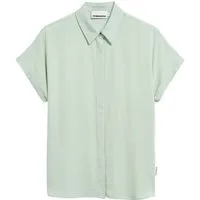 Armedangels Kurzarmbluse grün,Basic,Viskose,Unifarben,Hemdblusenkragen,Kurz,Regular Fit