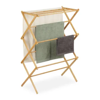 Relaxdays Handtuchständer, Hellbraun, Holz, 74x106x36 cm, Badaccessoires, Duschzubehör, Handtuchständer