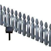 HTI-Living Zierzaun Zierzaun Nessa Solar Palisade 4-teilig Grau, (Set, 4-St., 4 Zaunelemente inkl. Solarbeleuchtung), Beeteinfassung Kunststoff witterungsbeständig