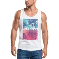 Neverless Tanktop Herren Tank-Top California Palmen Sommer Foto Print Aufdruck mit Print