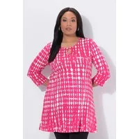 Ulla Popken Longshirt Longshirt Batikmuster Keyhole Rundhals 3/4-Arm